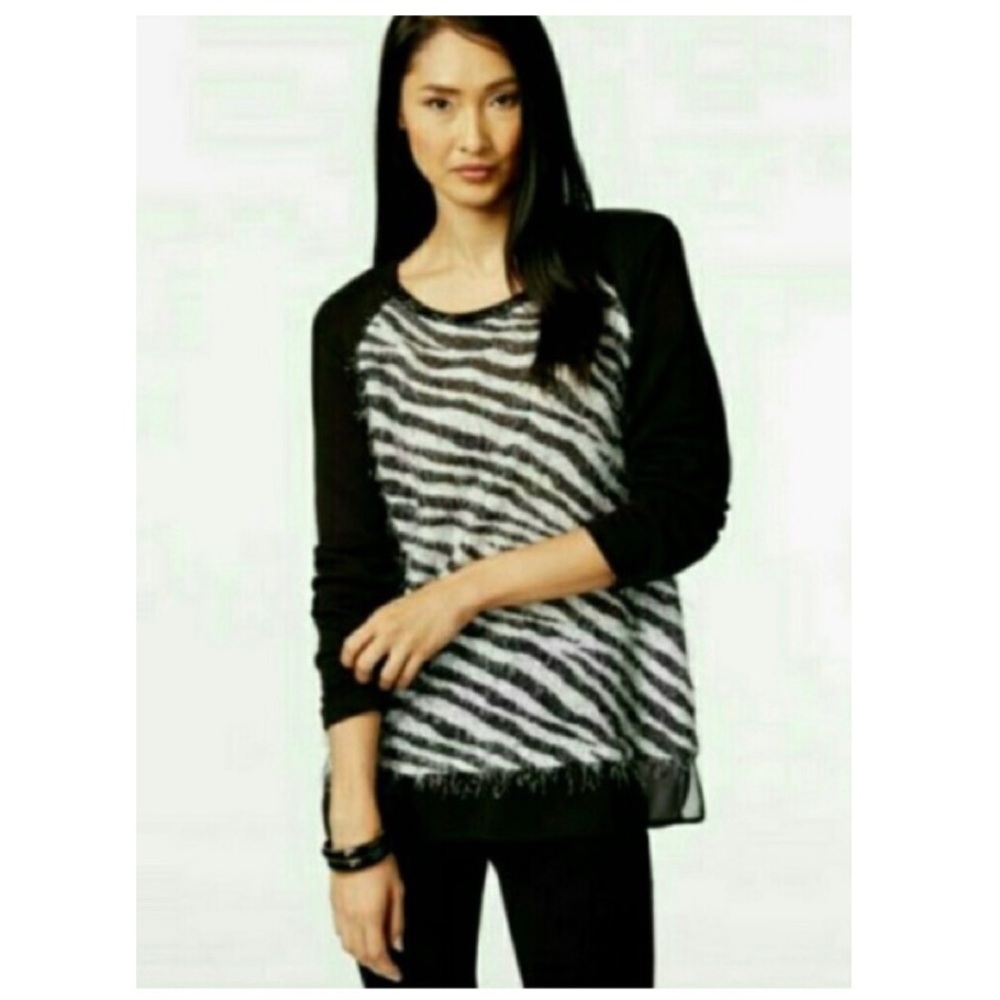 🎄STYLE & CO Eyelash Knit Zebra Sweater NWT $80 S